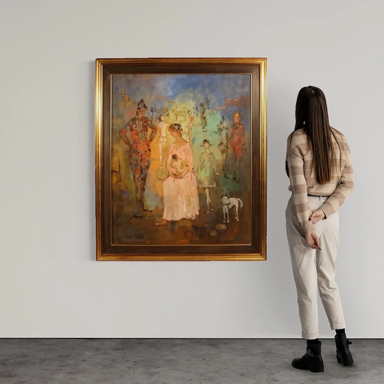 Italian painting family of Saltimbanchi dated 1981 3