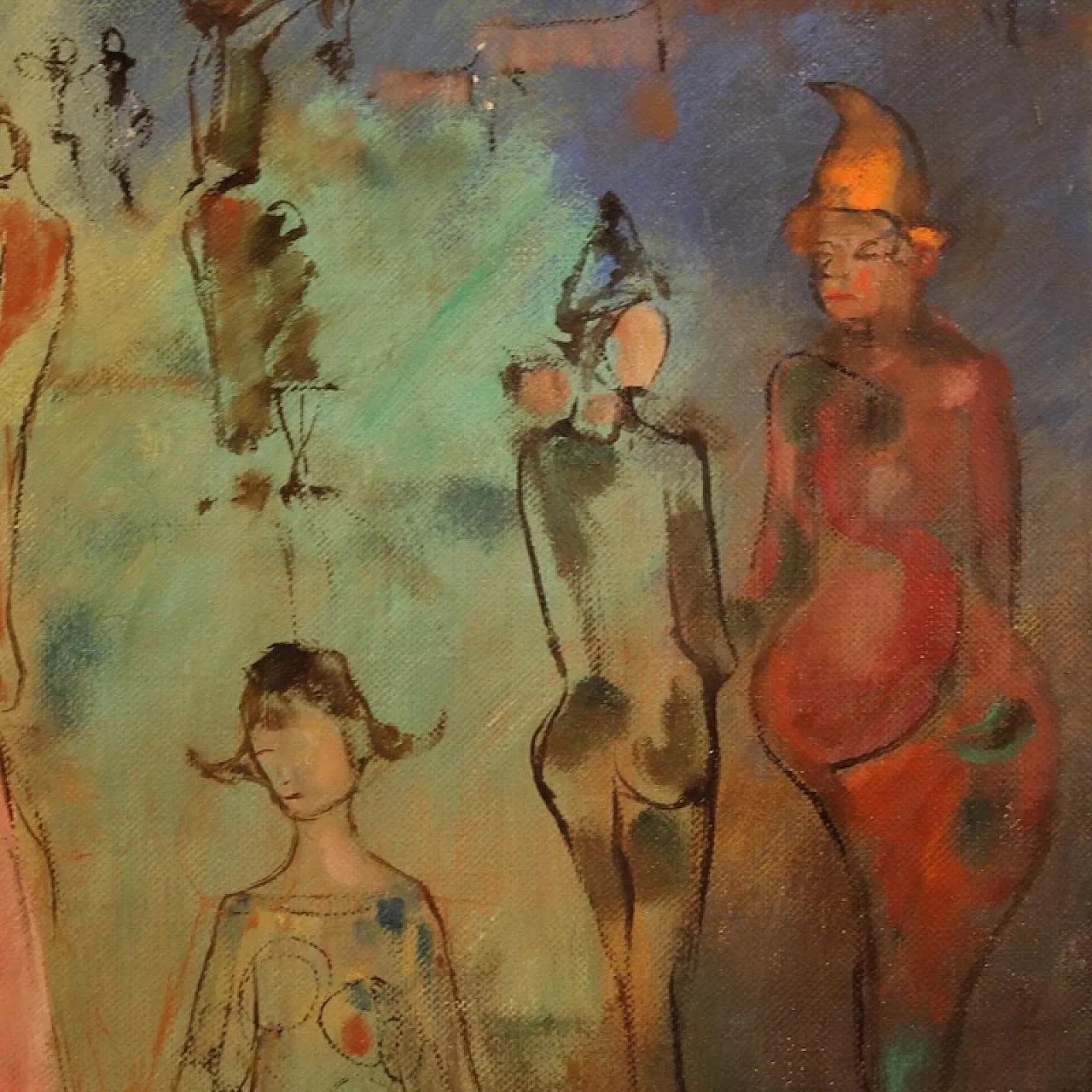 Italian painting family of Saltimbanchi dated 1981 13