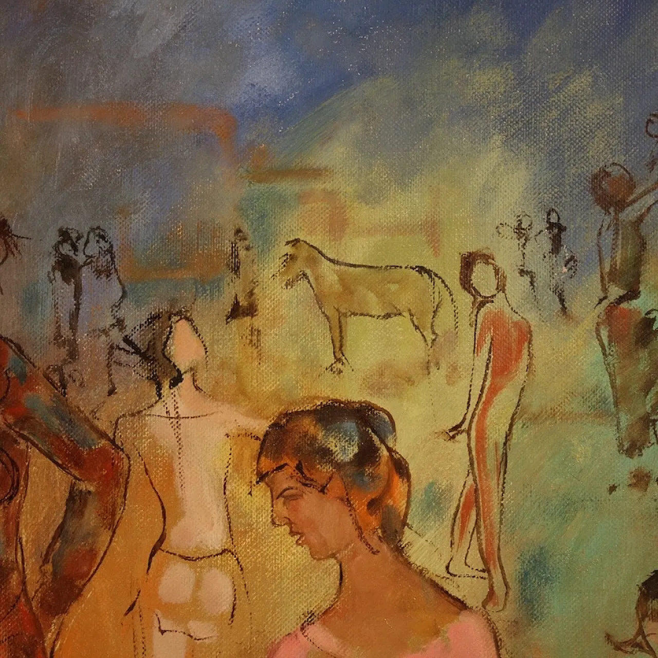 Italian painting family of Saltimbanchi dated 1981 14