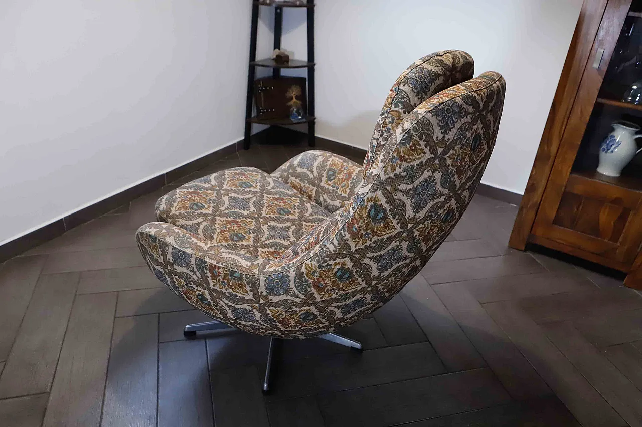 Pair of High-Back Swivel Armchairs with Abstract Upholstery, 70s 6