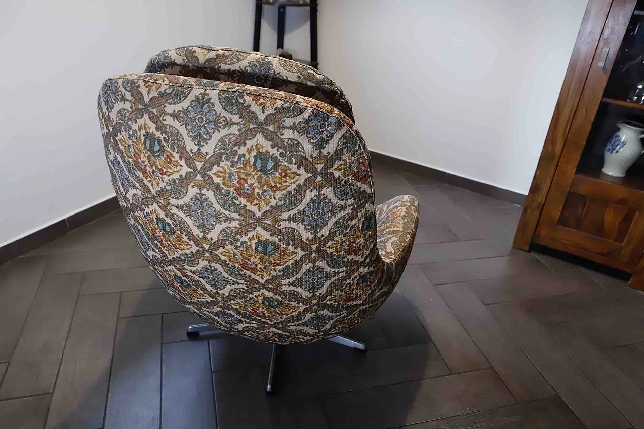 Pair of High-Back Swivel Armchairs with Abstract Upholstery, 70s 7