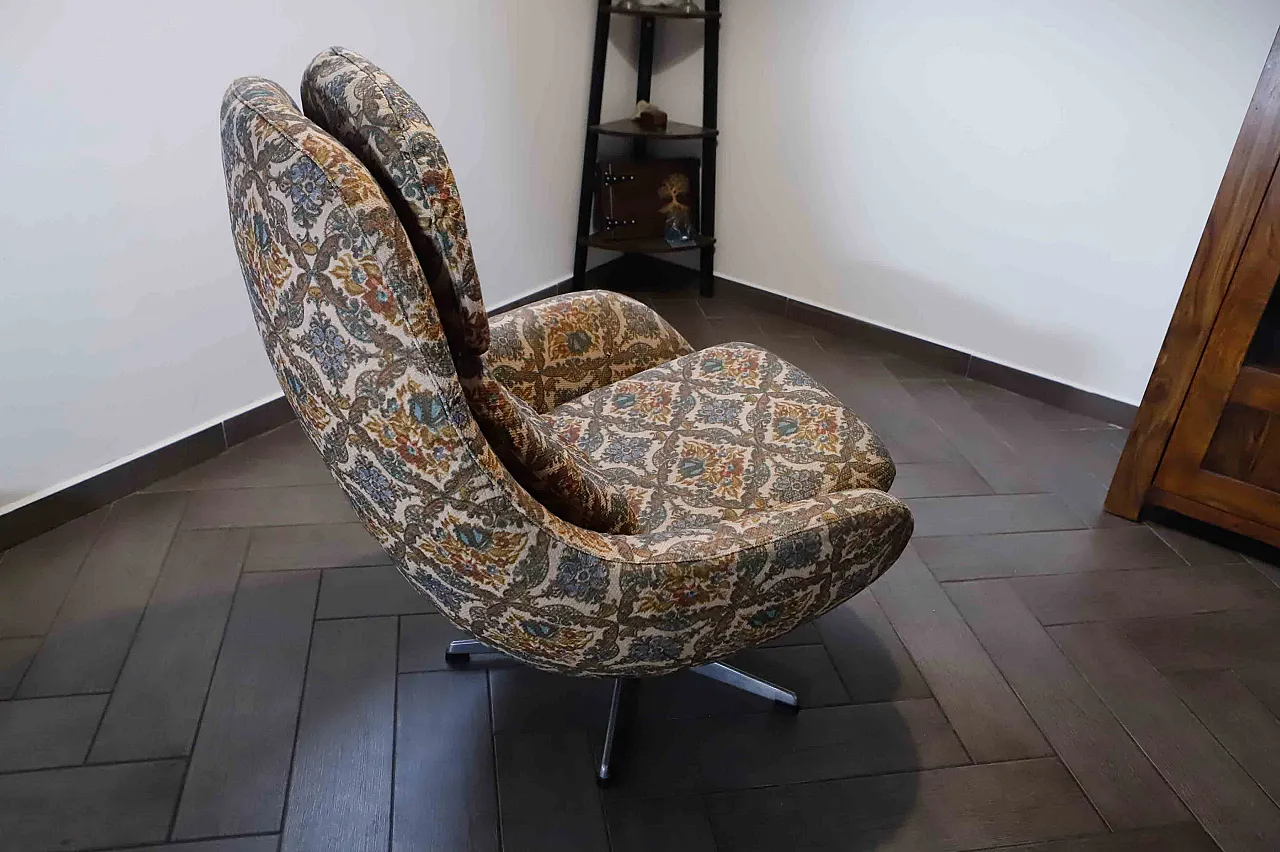 Pair of High-Back Swivel Armchairs with Abstract Upholstery, 70s 8