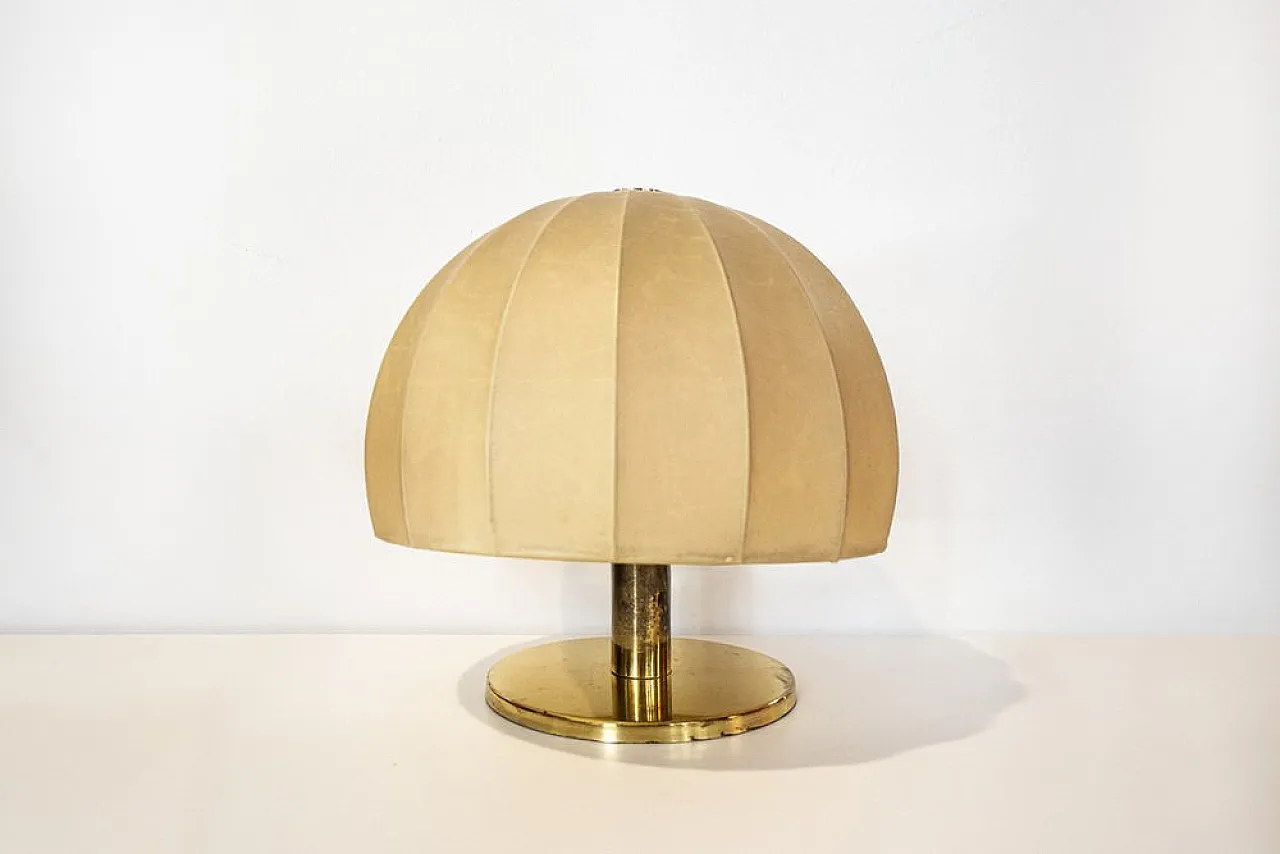 Brass table lamp with cocoon shade, 1970s 1