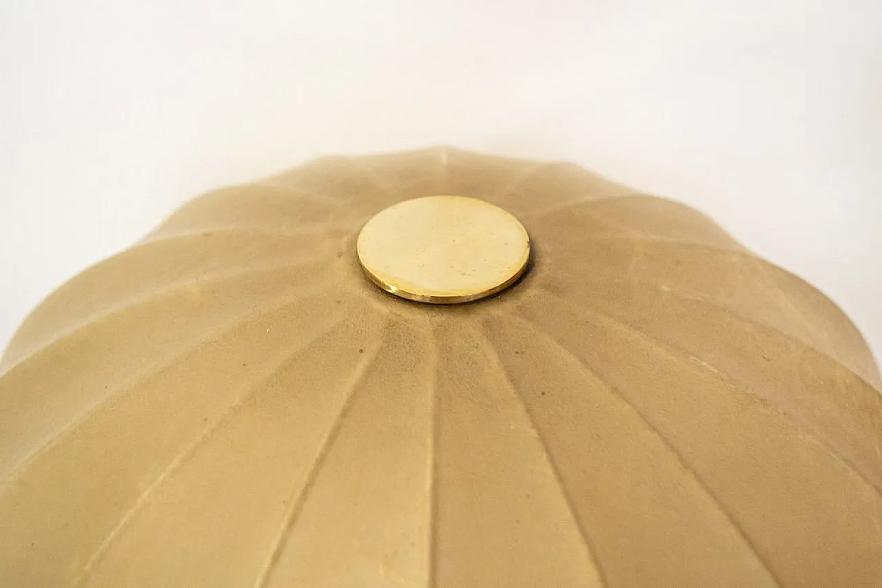 Brass table lamp with cocoon shade, 1970s 3
