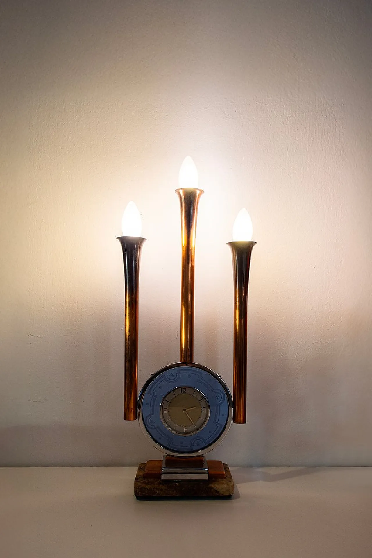 Lampada Art Deco in vetro e marmo, anni '30 1