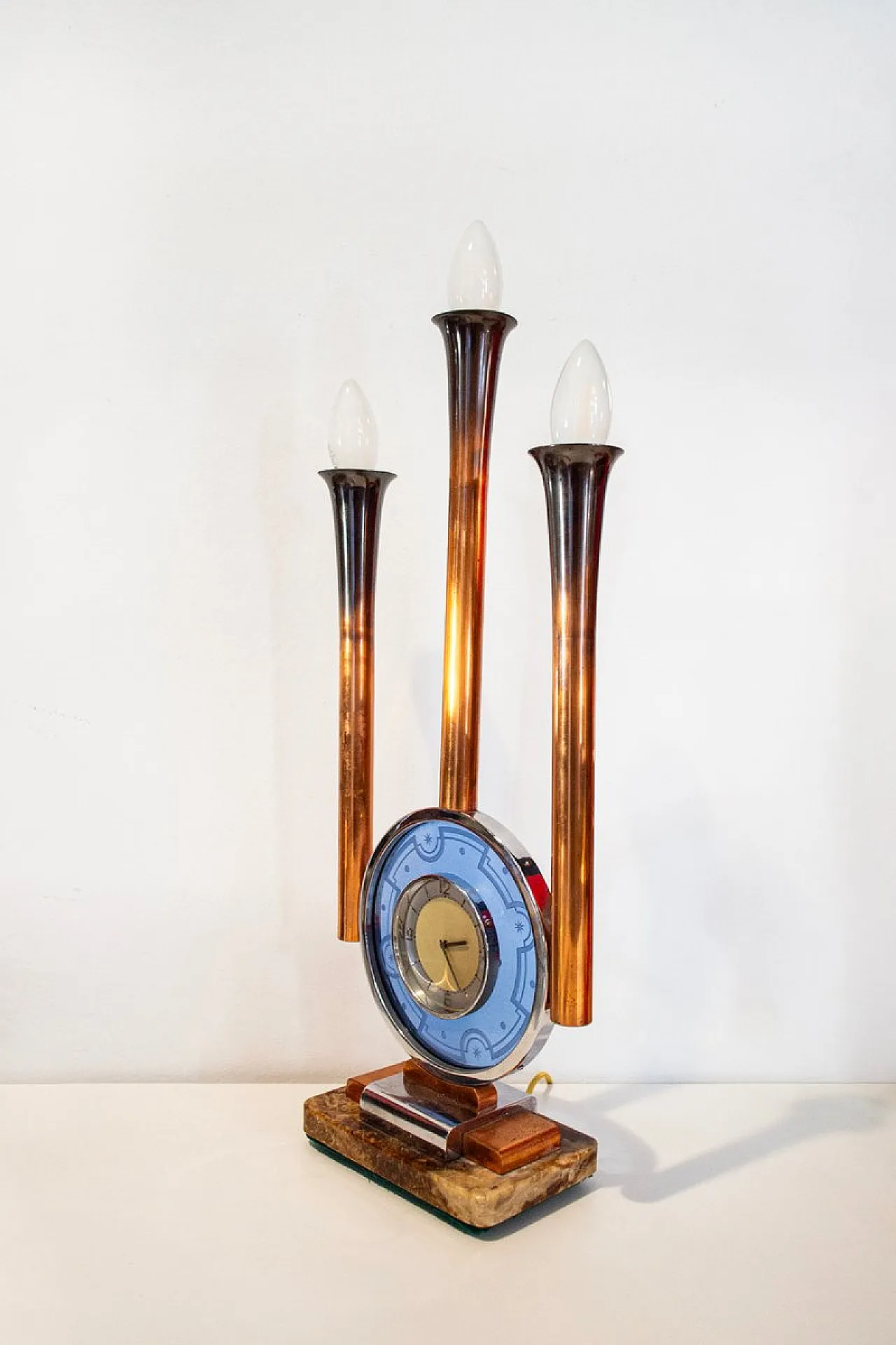 Lampada Art Deco in vetro e marmo, anni '30 2