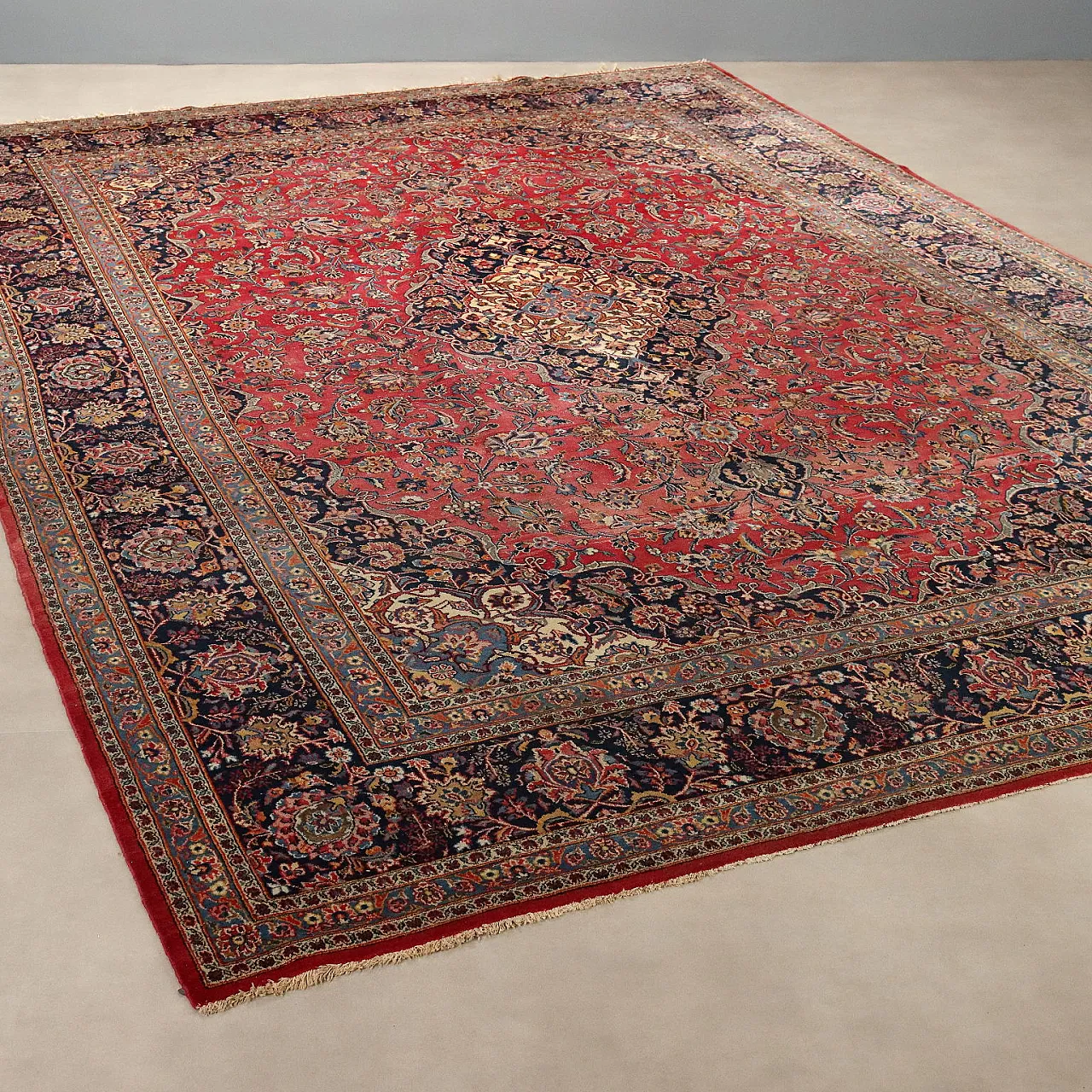 Keshan rug in cotton and wool, 20th century 1