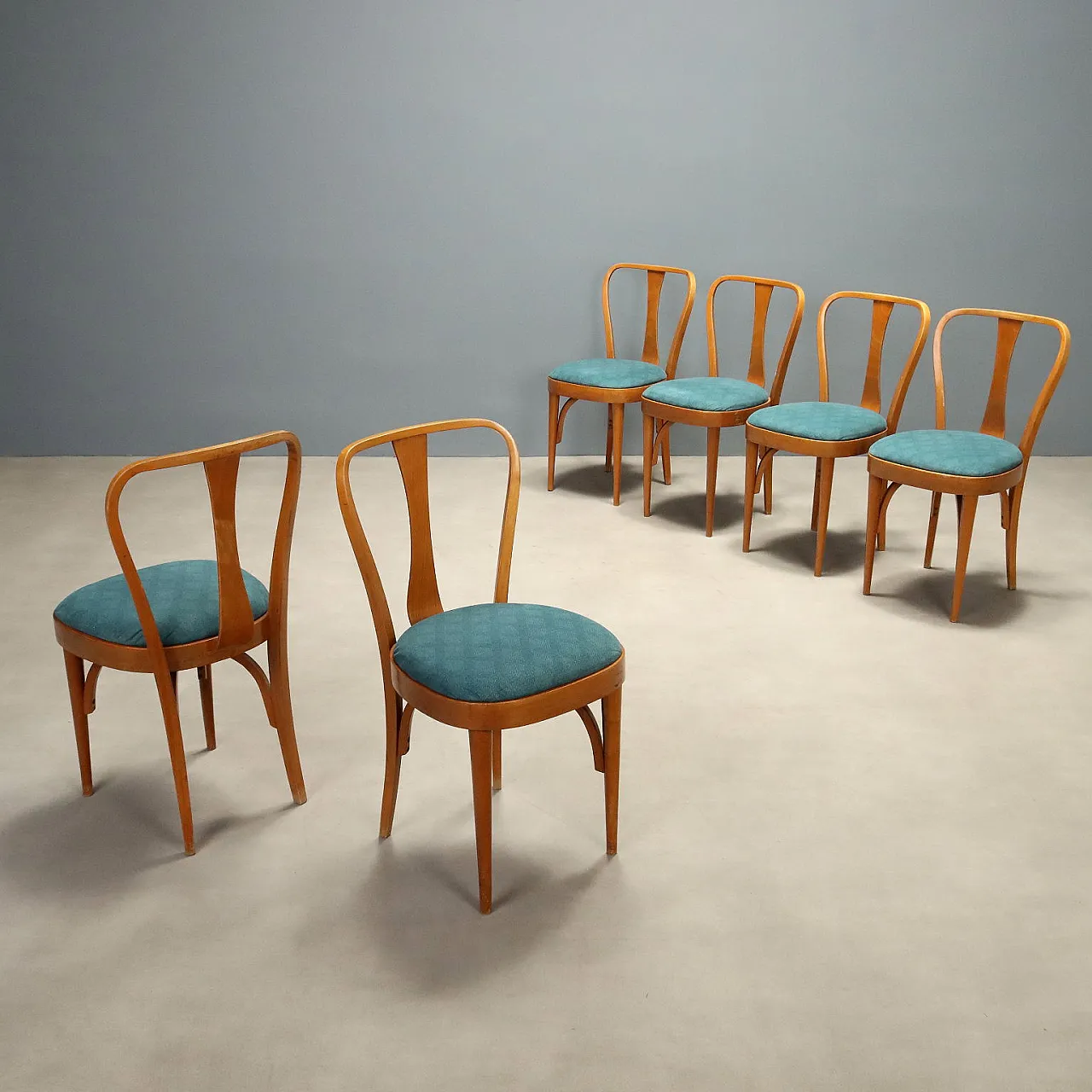 6 Beech chairs, 1960s 1