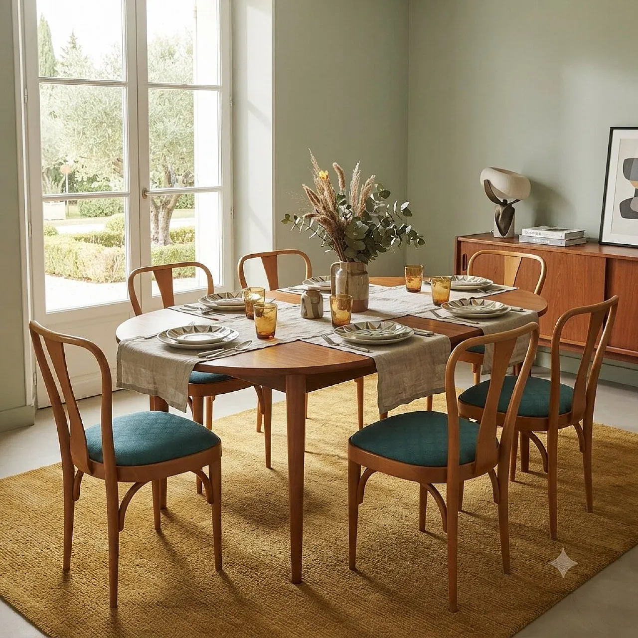 6 Beech chairs, 1960s 2