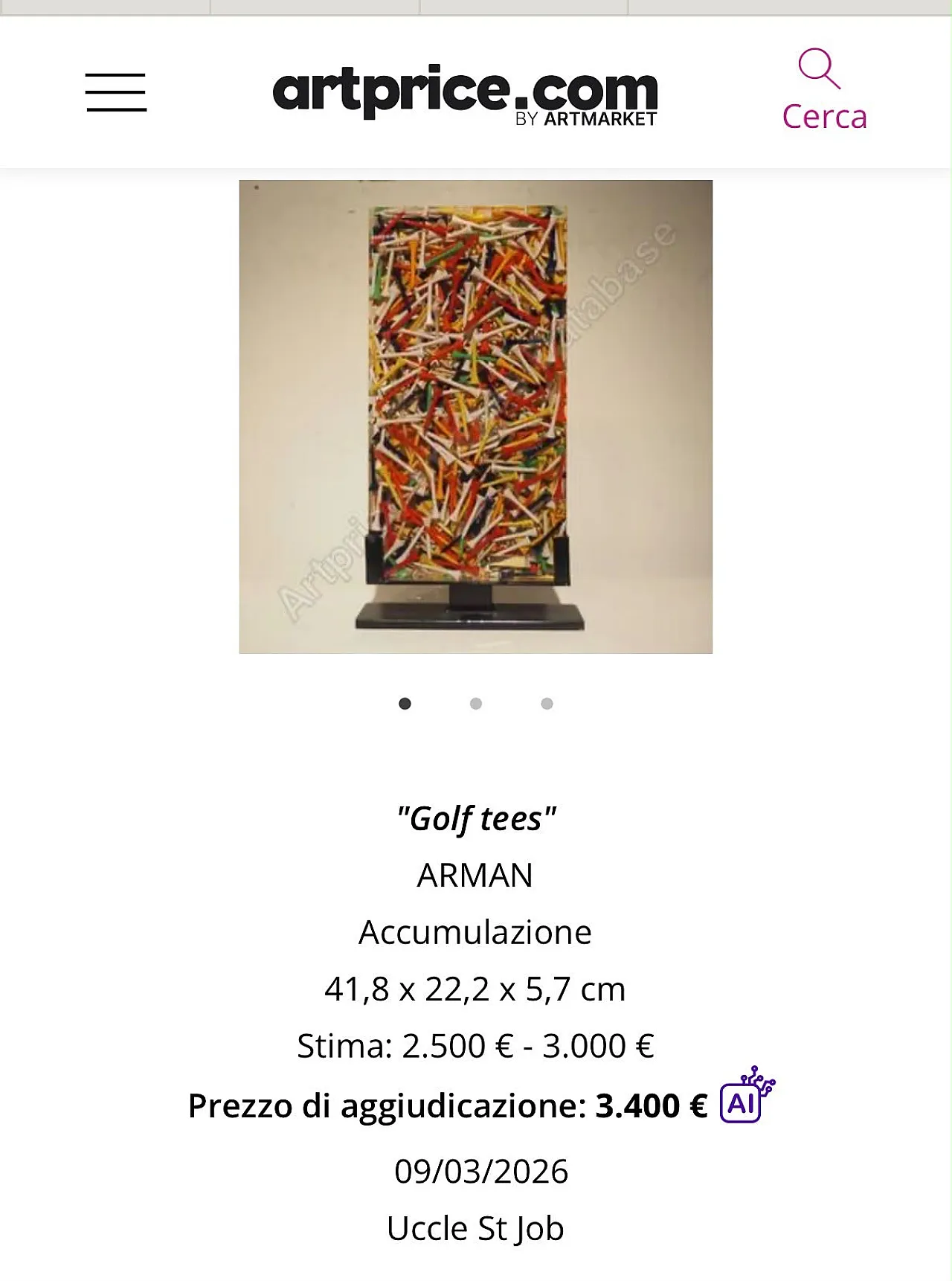 Arman Golf Tees 2003 HC 4/20 Archivi Durand Ruel Accumulo Scultura 2