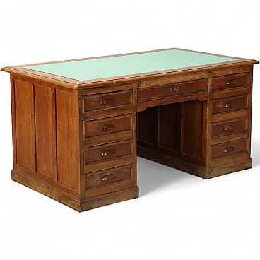 Walnut desk with green insert, early 20th century