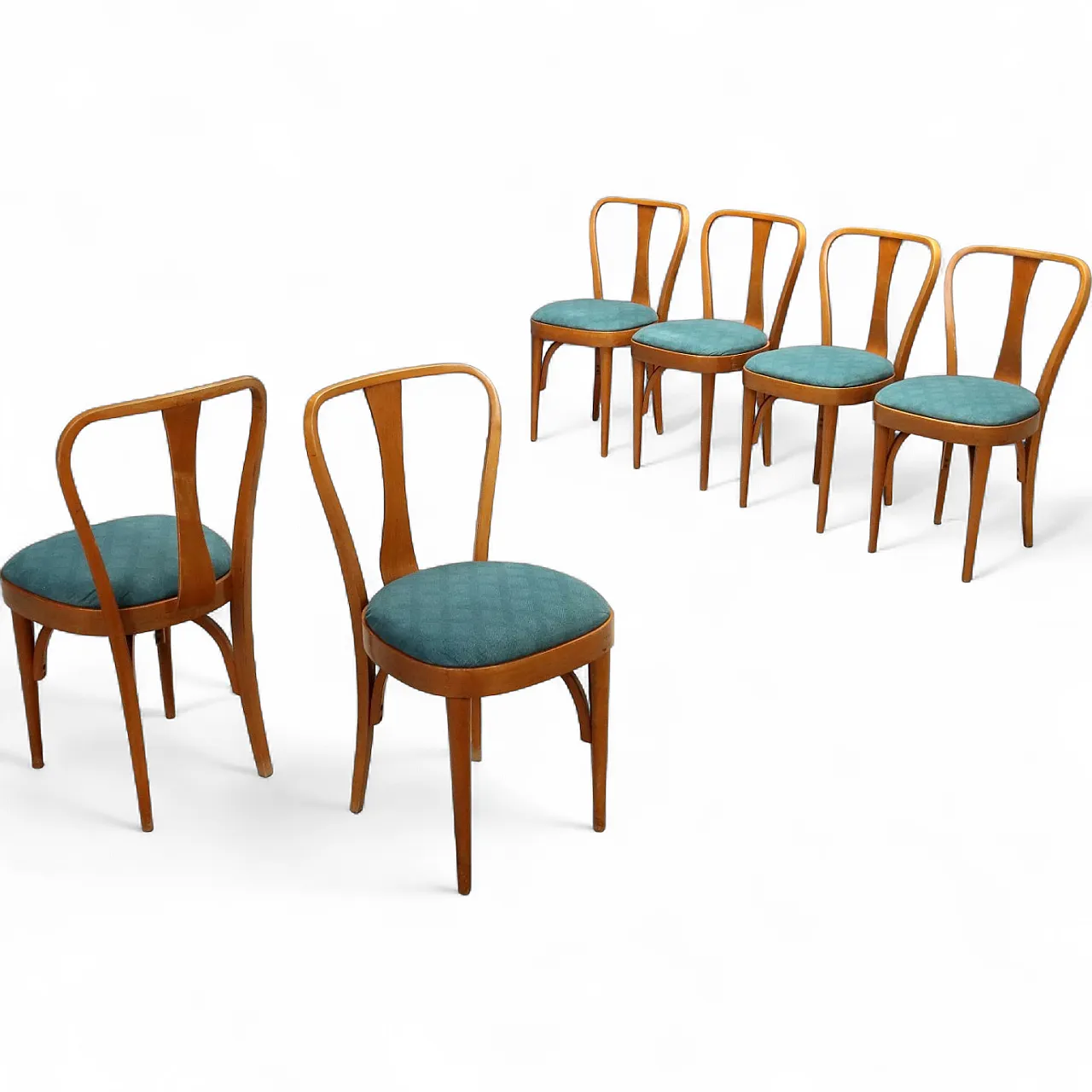 6 Beech chairs, 1960s 11