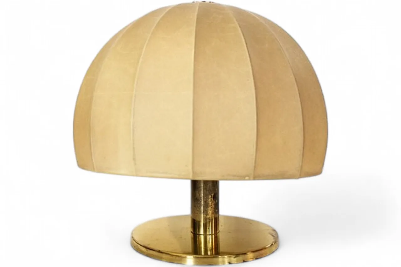 Brass table lamp with cocoon shade, 1970s 5