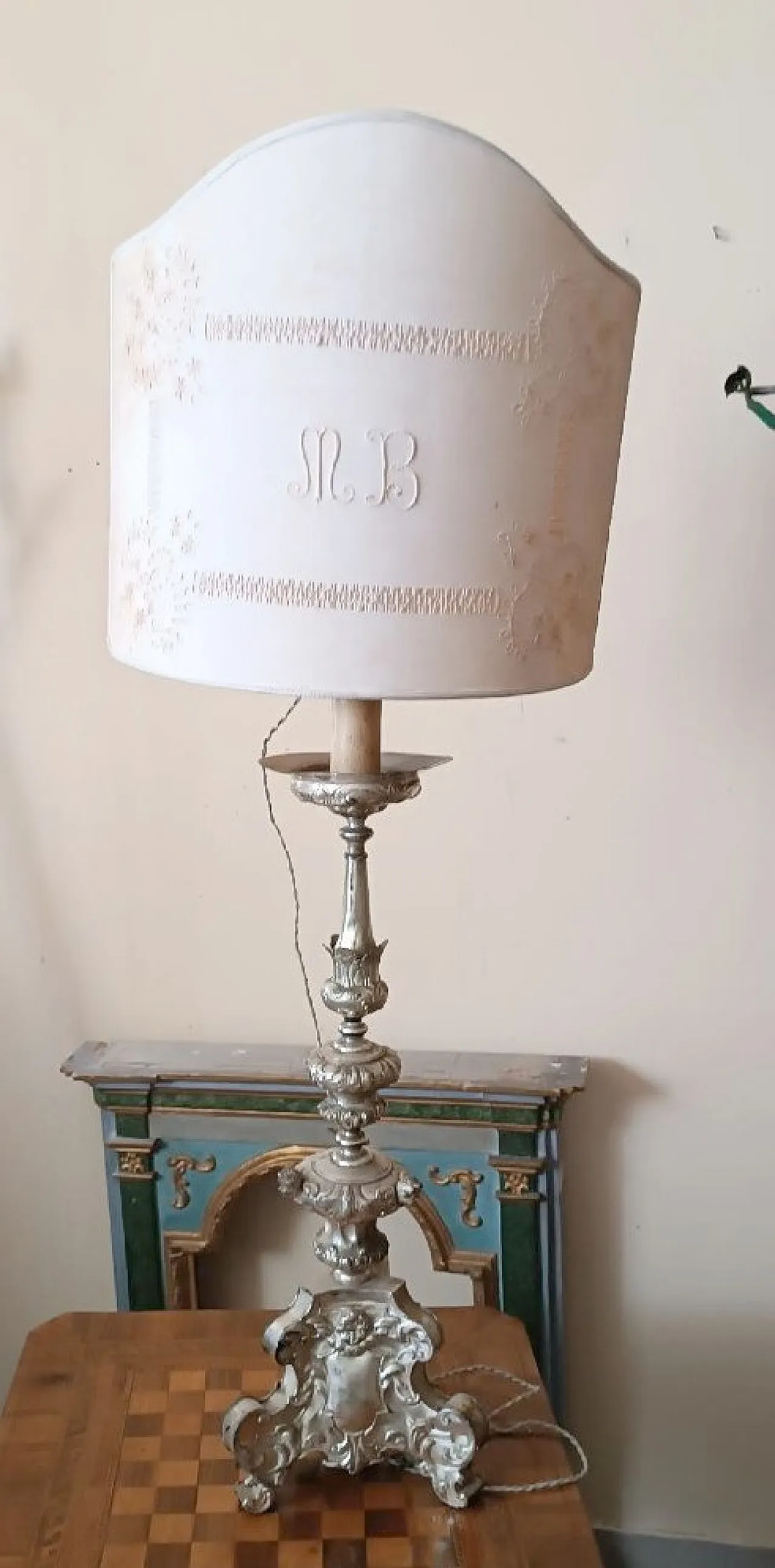 Lampada in metallo argentato, '700 1