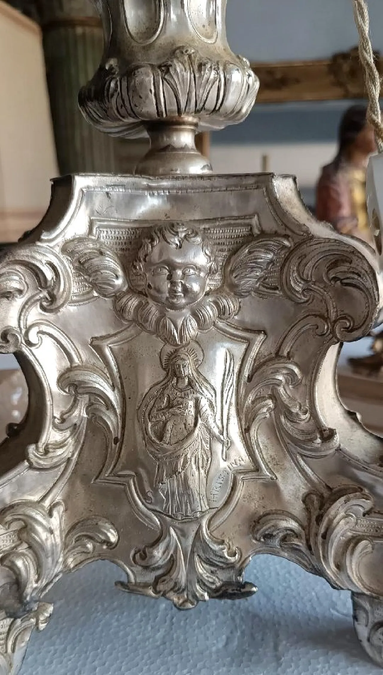 Lampada in metallo argentato, '700 3