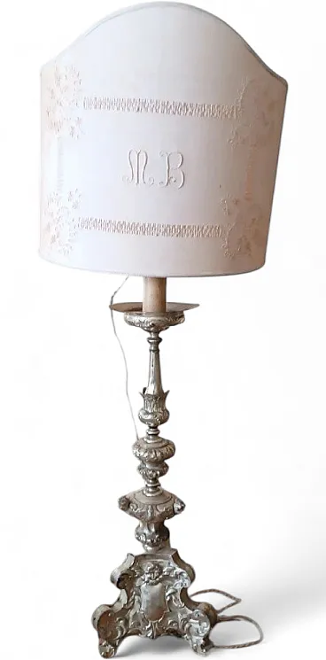 Lampada in metallo argentato, '700