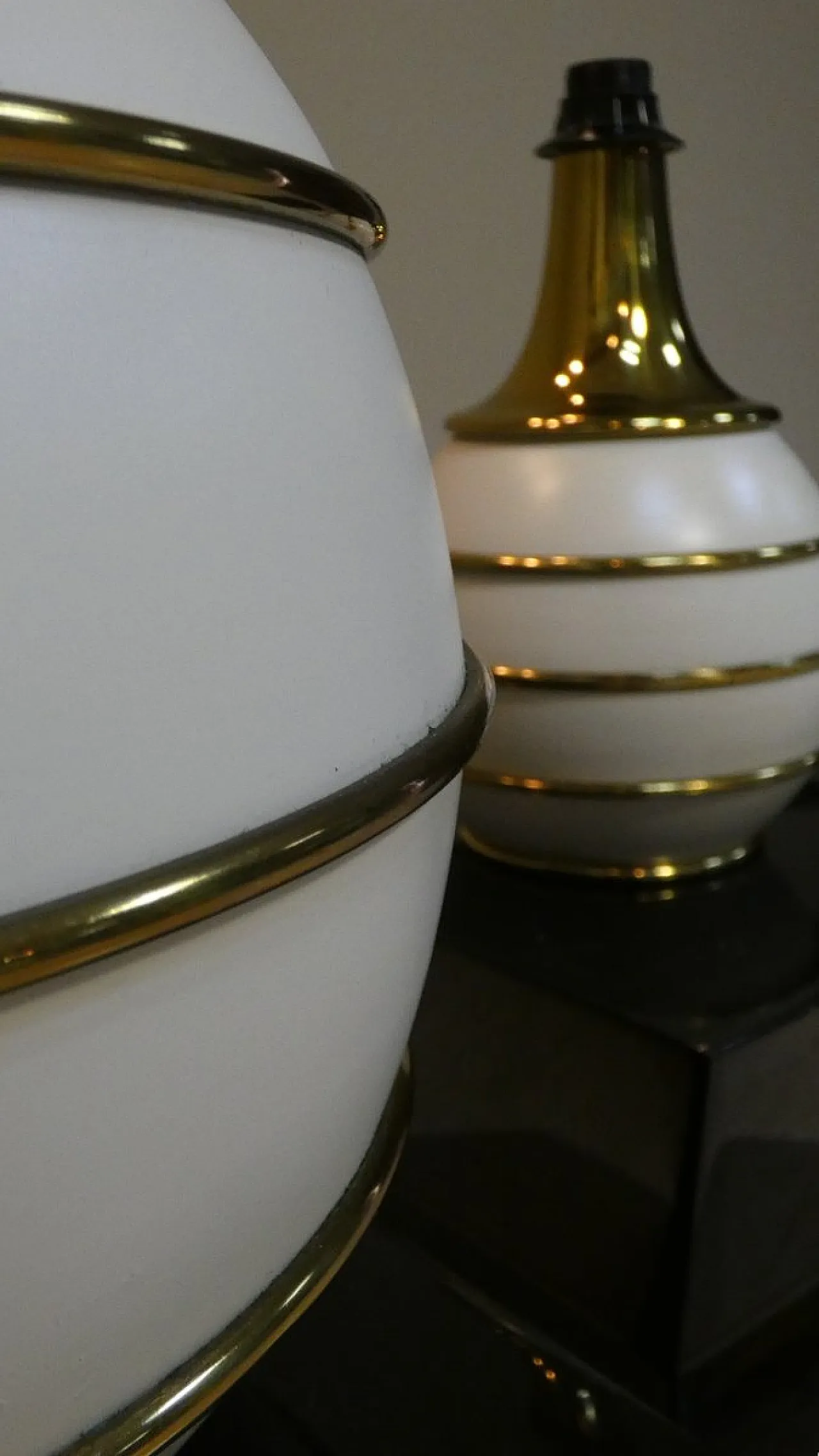 Pair of table lamps with brass details by Tommaso Barbi, 1970s 12