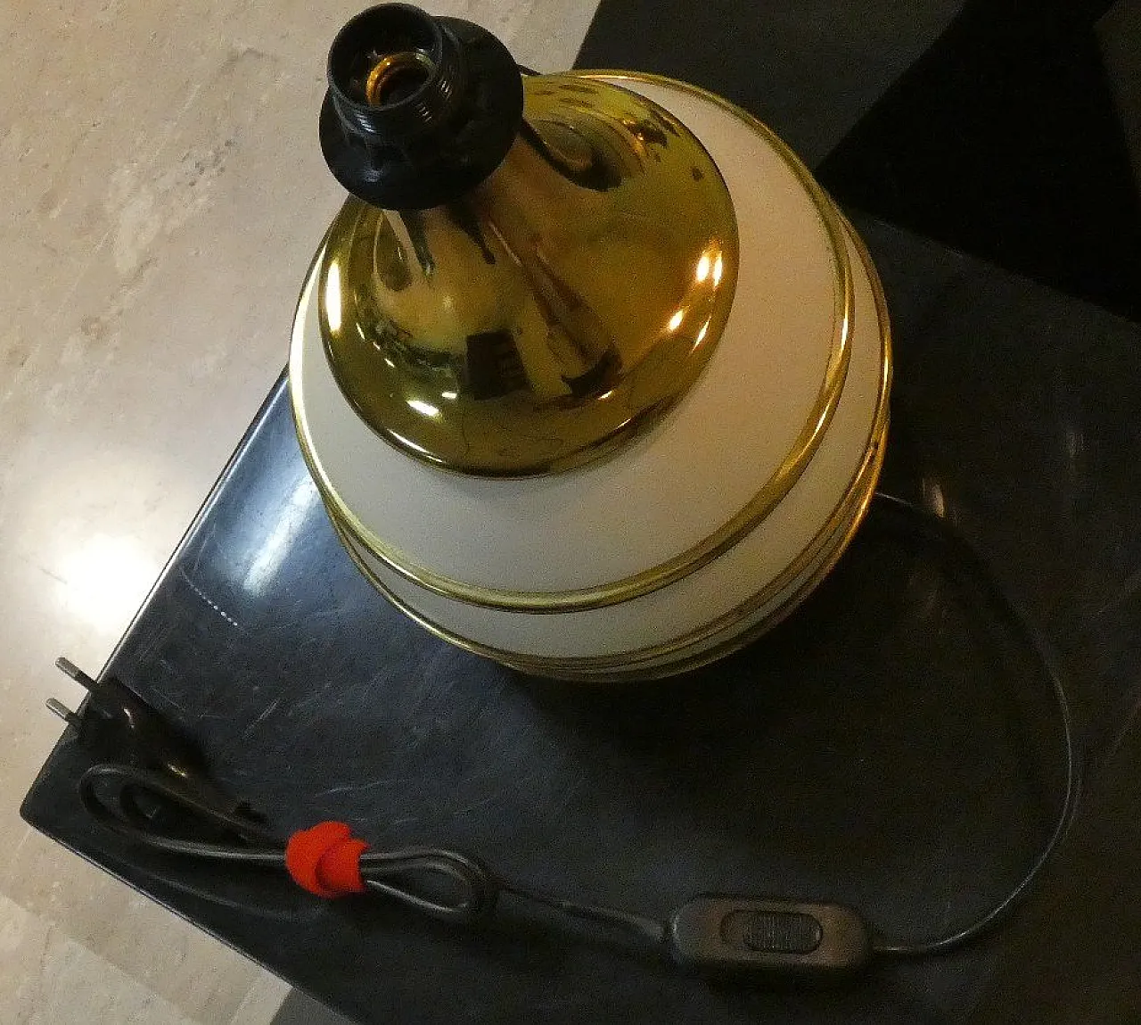 Pair of table lamps with brass details by Tommaso Barbi, 1970s 19