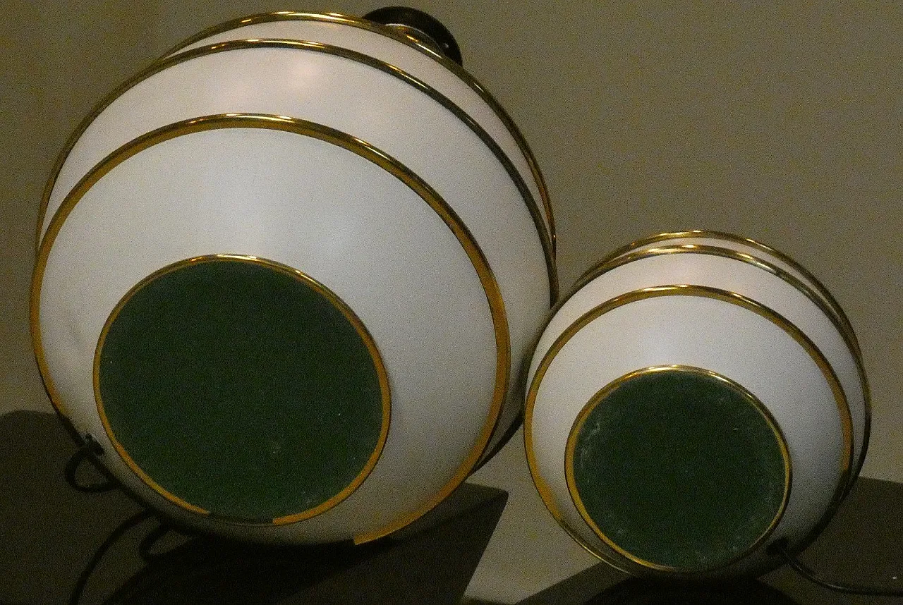 Pair of table lamps with brass details by Tommaso Barbi, 1970s 23