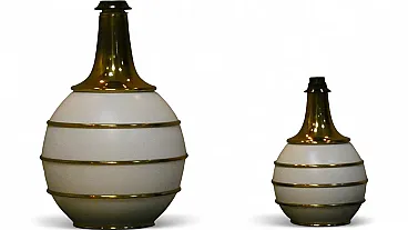Pair of table lamps with brass details by Tommaso Barbi, 1970s