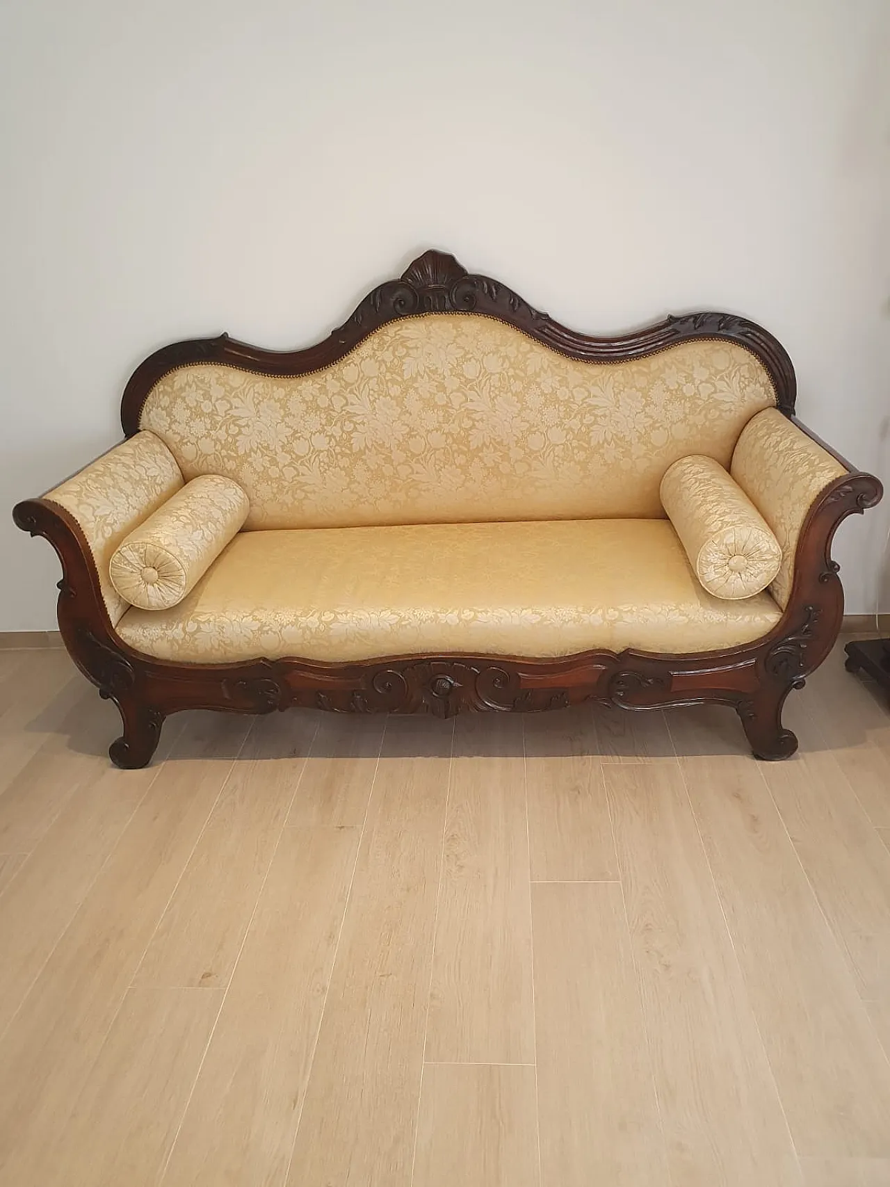 Carved sofa with floral upholstery 2