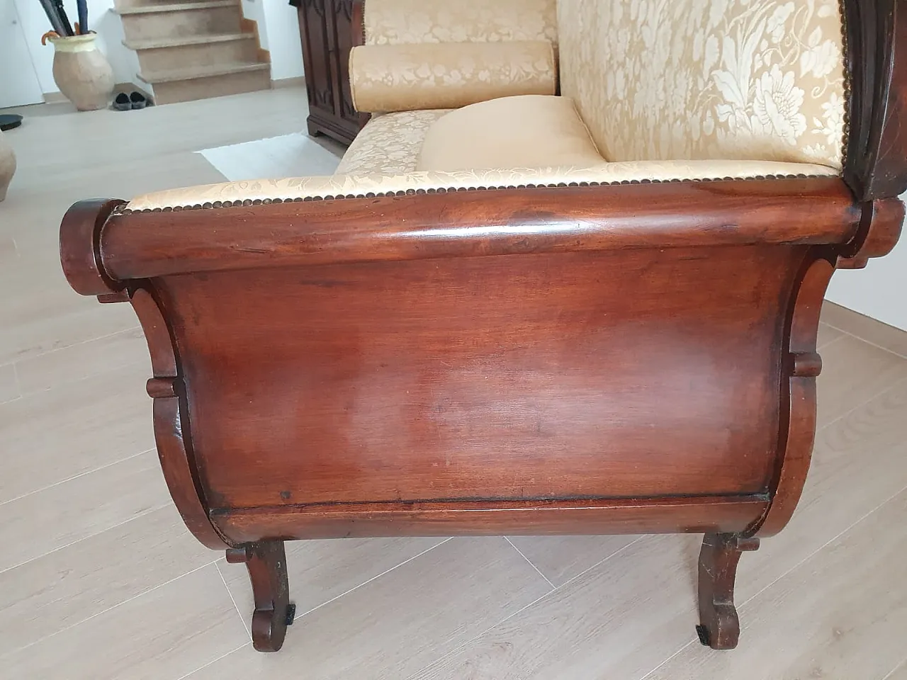 Carved sofa with floral upholstery 4