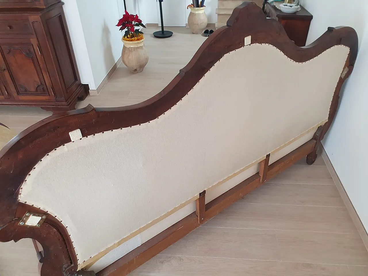 Carved sofa with floral upholstery 5