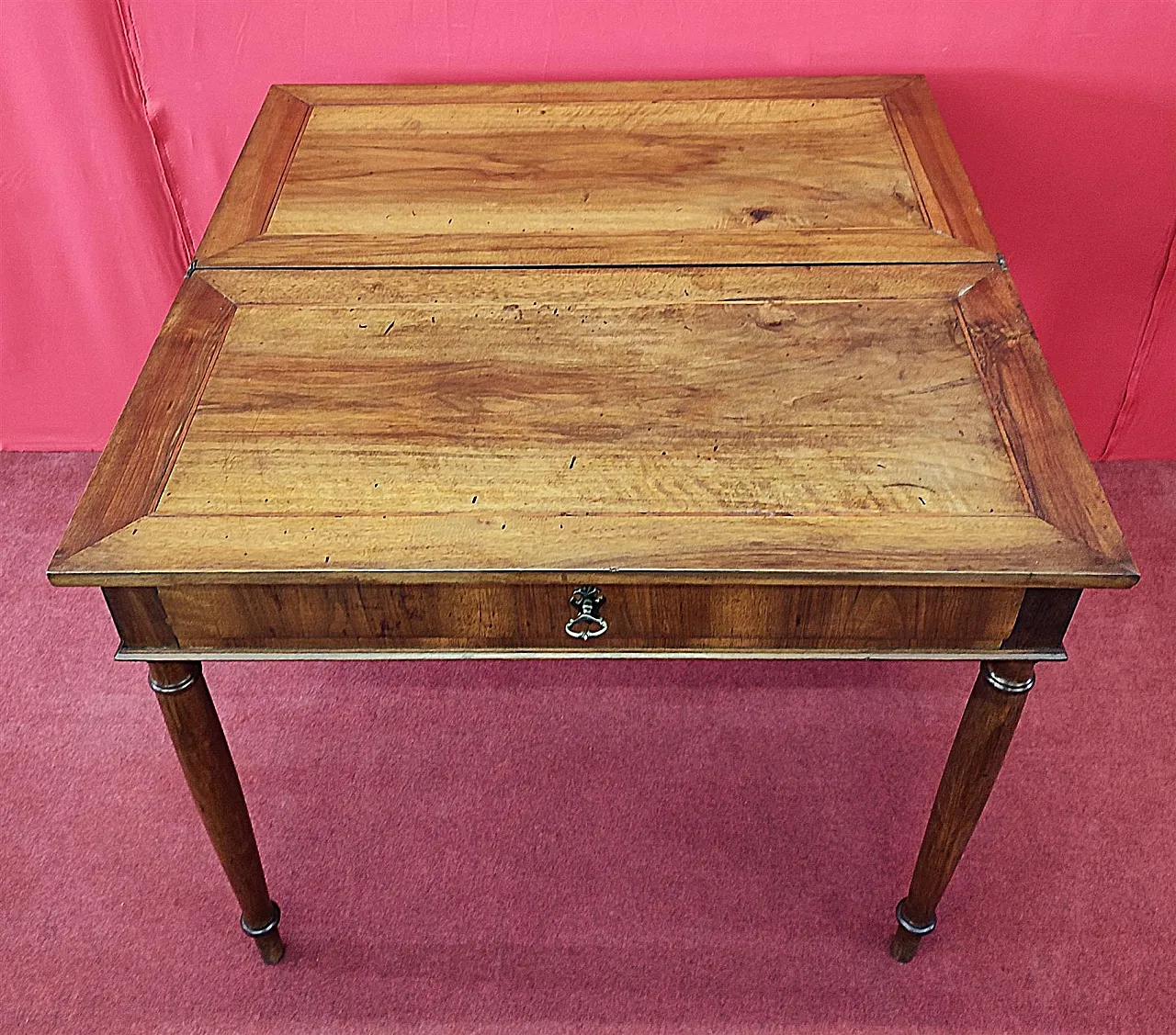 Empire walnut game table, 19th century 8