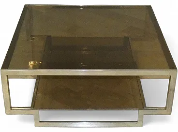 Amber glass coffee table with geometric structure, Italy, 1970s