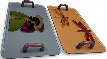 Pair of artistic trays, Italy, 1980s