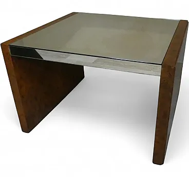 Coffee table in briarwood and mirror, Italy, 1970s