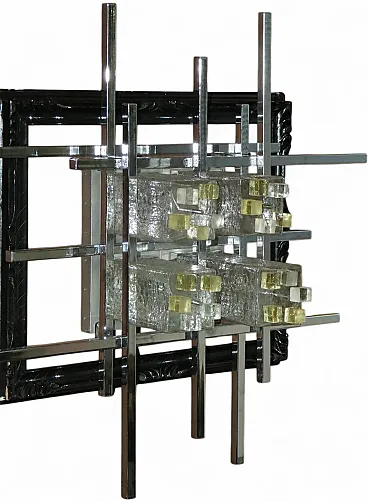 Vintage Italian Murano Glass and Steel Wall Lamp by Albano Poli for Poliarte, 1960s