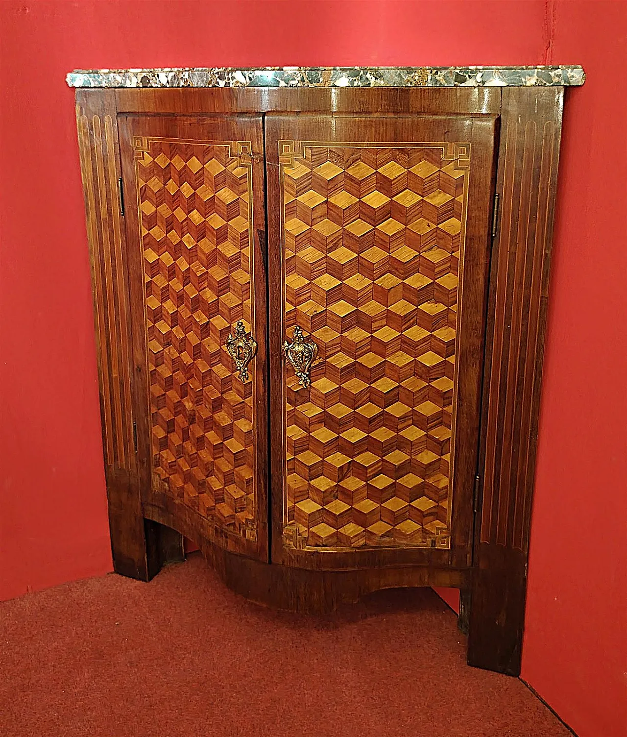 Inlaid corner with marble top, 19th century 3