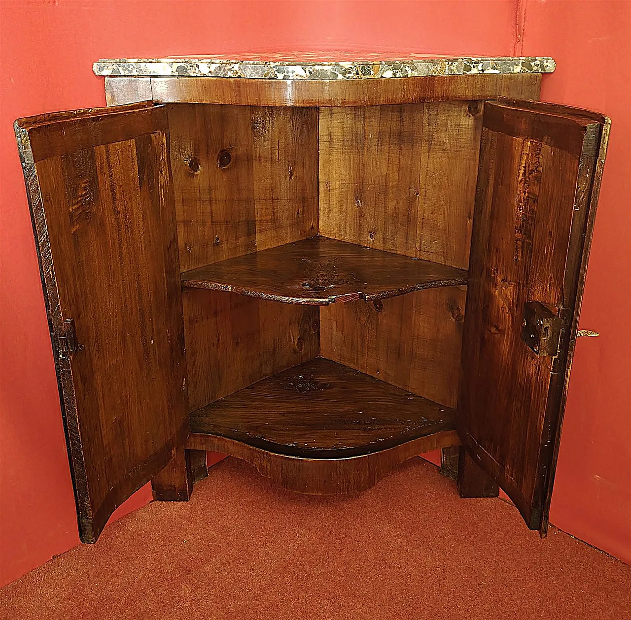 Inlaid corner with marble top, 19th century 4