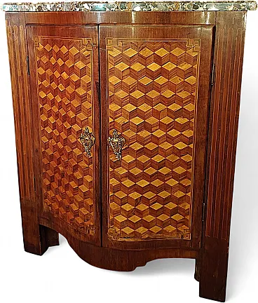 Inlaid corner with marble top, 19th century