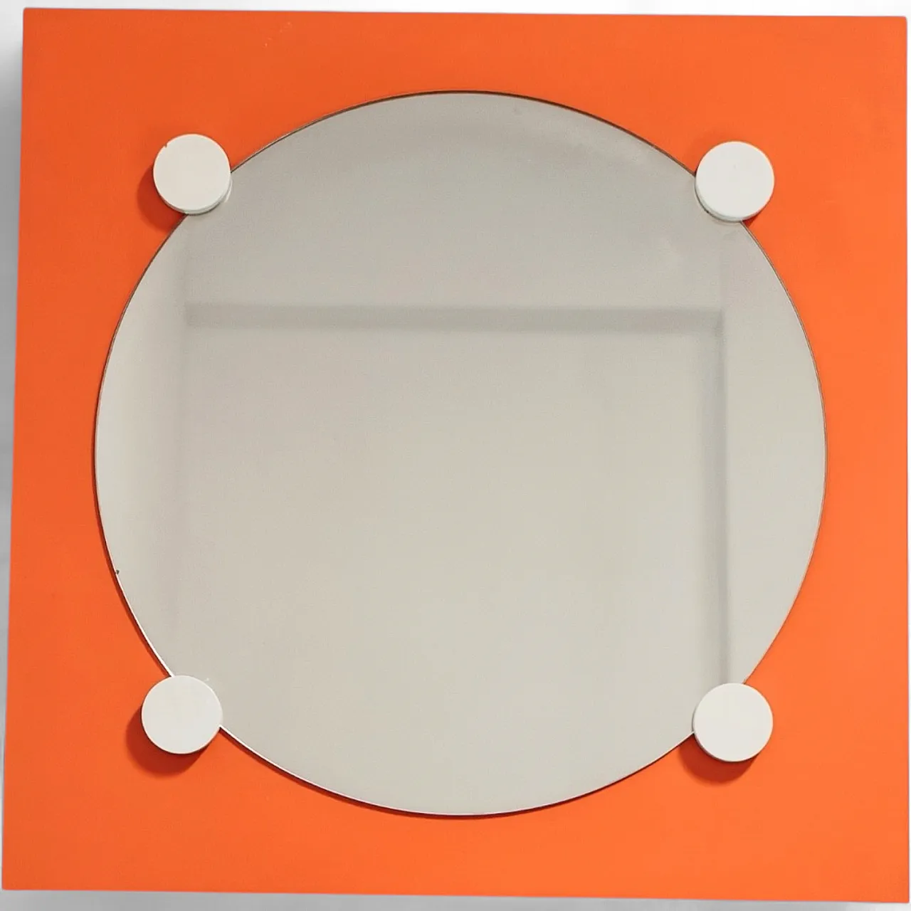 Specchio in legno arancione, anni '70 6