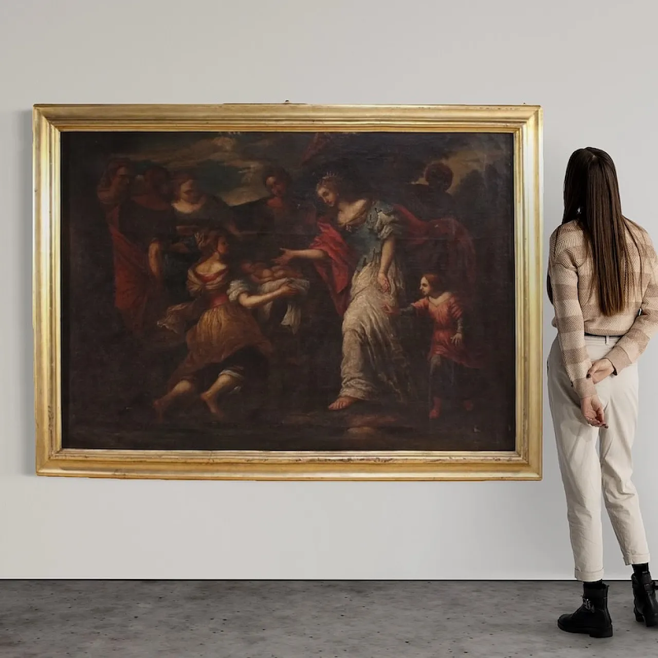 Dipinto italiano Mosè salvato dalle acque, '600 2