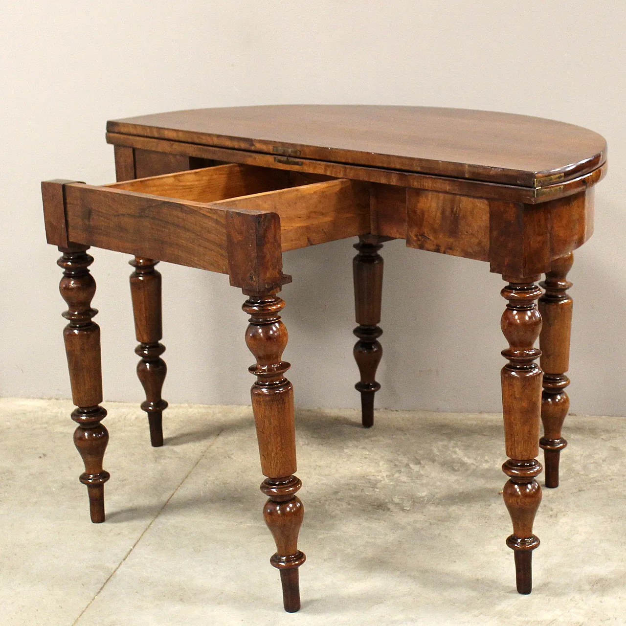 Tavolo console Luigi Filippo in noce '800 10