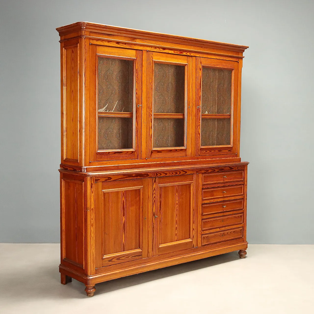 Credenza doppio corpo in larice, fine '800 1