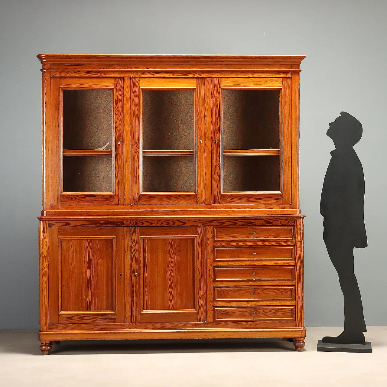 Credenza doppio corpo in larice, fine '800 3