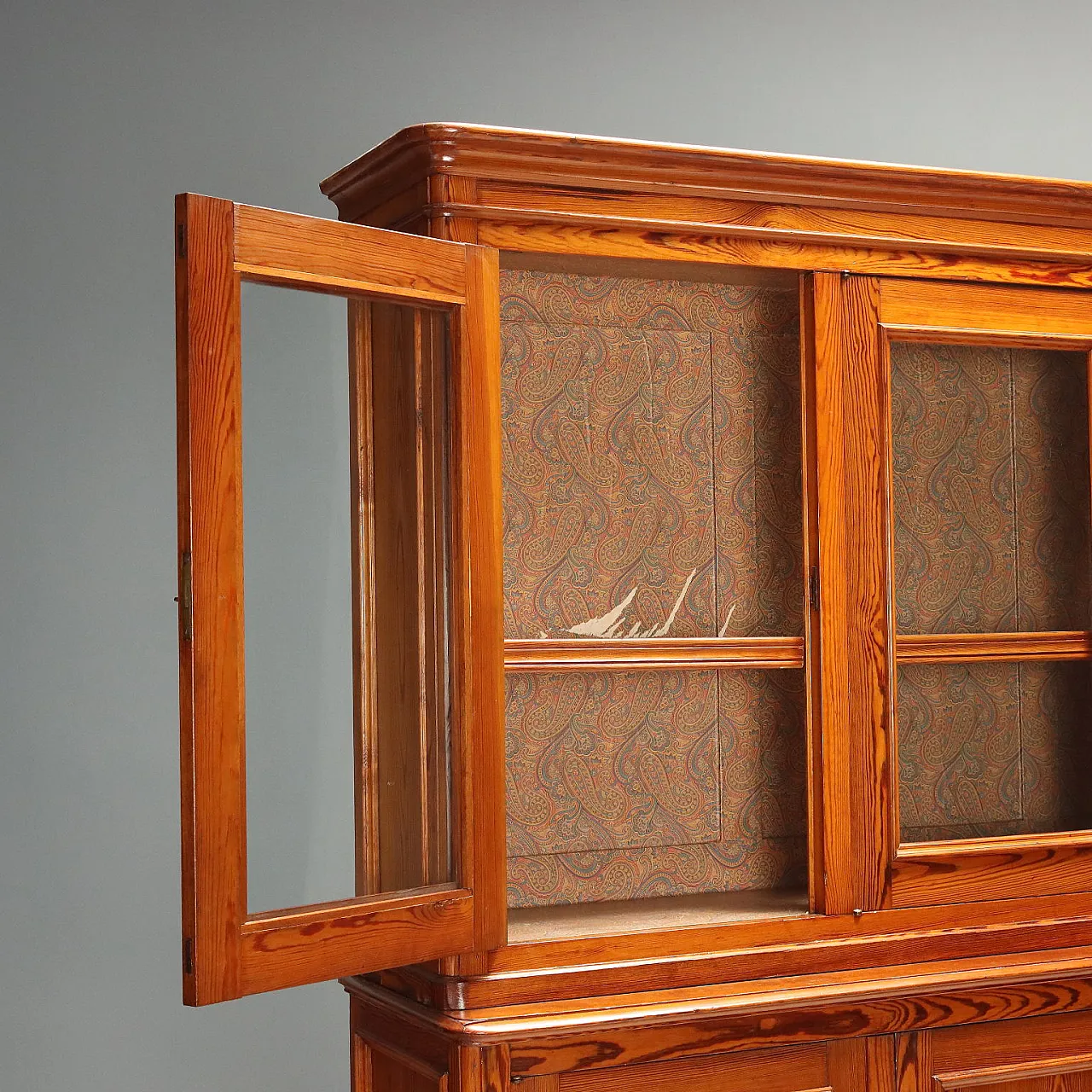 Credenza doppio corpo in larice, fine '800 4