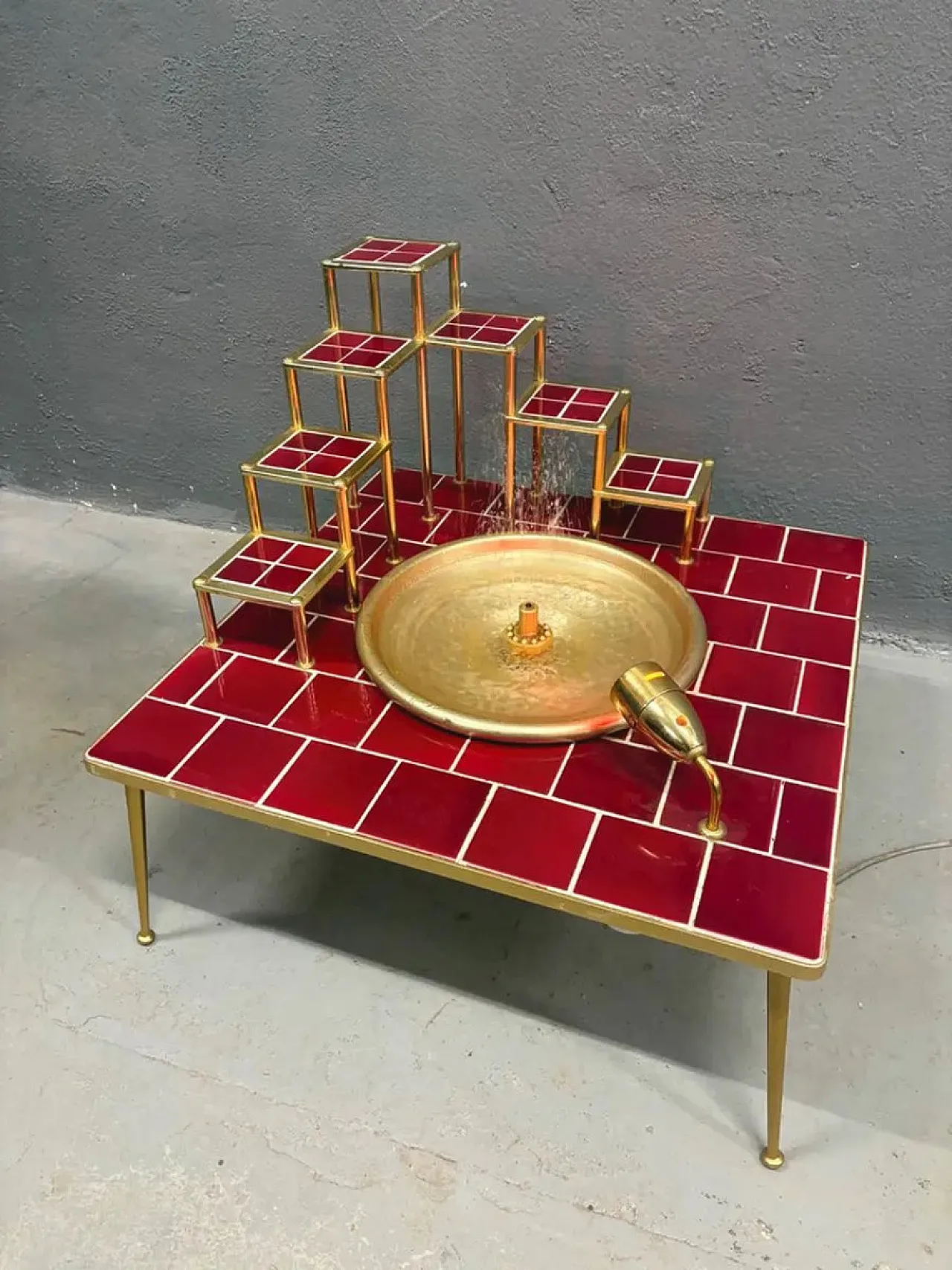 Space Age glazed ceramic and metal water feature, 1970s 6