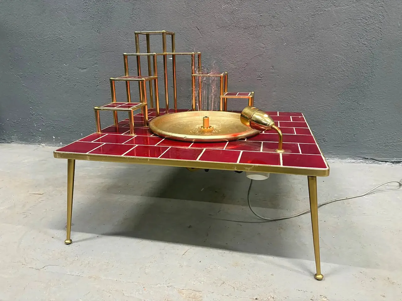 Space Age glazed ceramic and metal water feature, 1970s 7