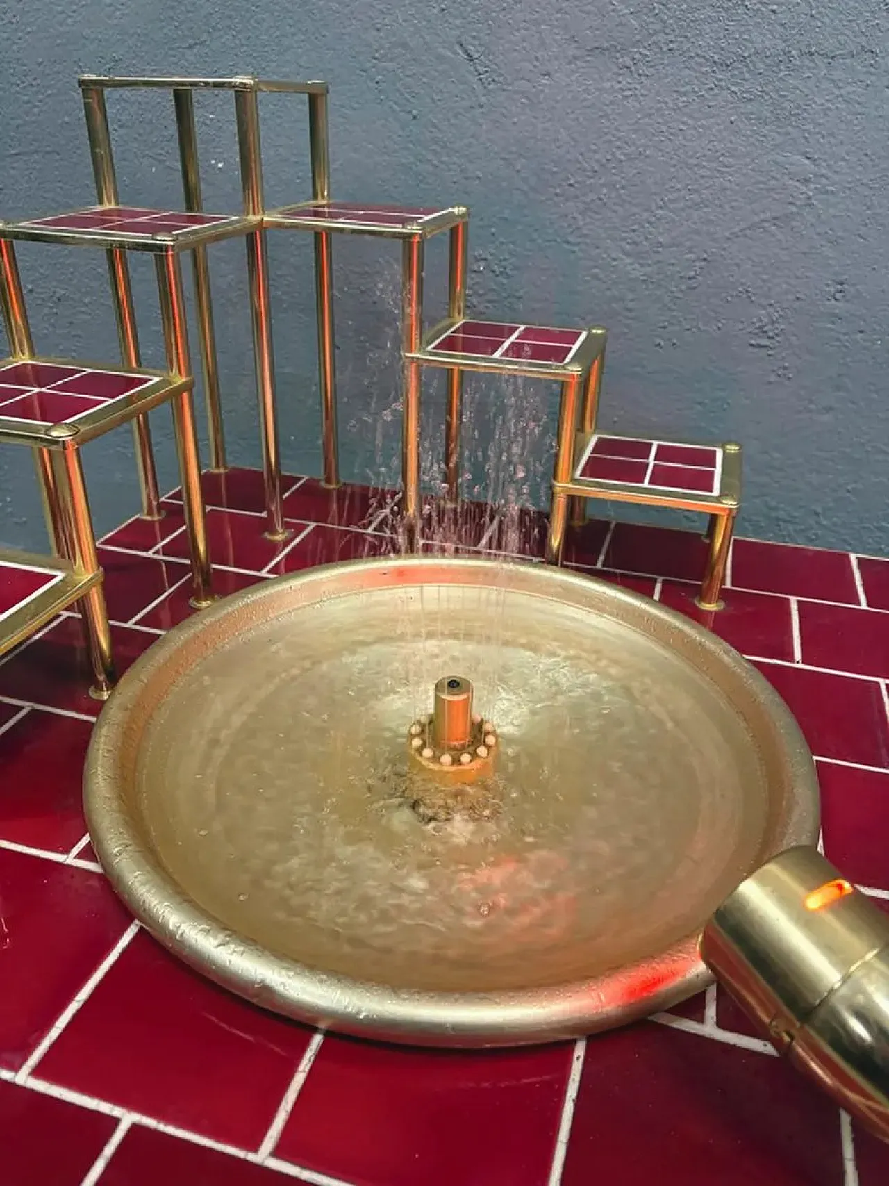 Space Age glazed ceramic and metal water feature, 1970s 10