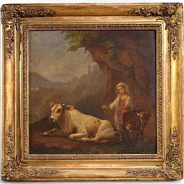 Bucolic landscape painting, 19th century