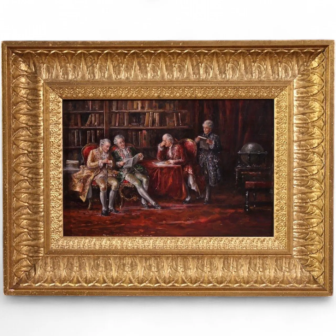 Dipinto italiano scena d'interno datato 1941 17