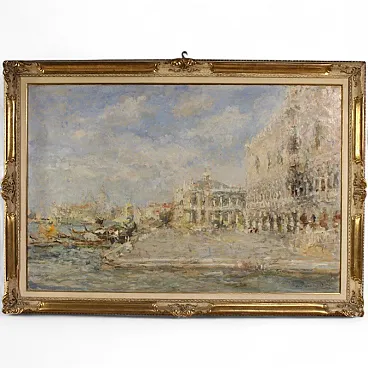 Painting signed Luigi Mantovani, view of Venice, 30s