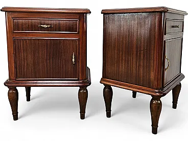 Pair of Art Deco bedside tables with mirrored top, 1950s