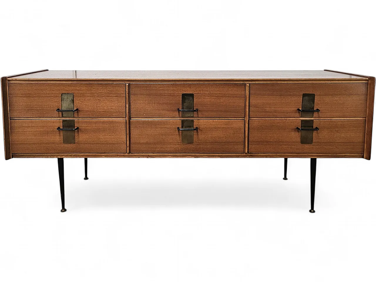 Chest of drawers in walnut with iron and brass details, 1960s 23