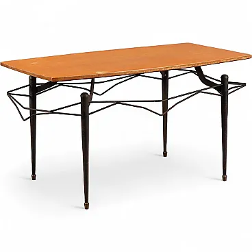 Coffee table in teak and lacquered metal, 1960s